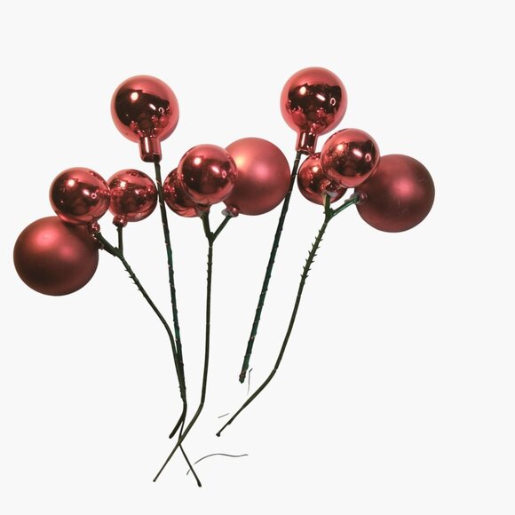 Red Ball Ornament Floral Picks Crafting Christmas Decoration lot 5 - Picture 2 of 10